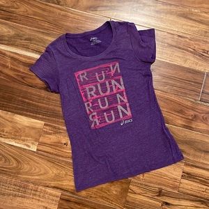 Fun deep purple color Asics run run run tee